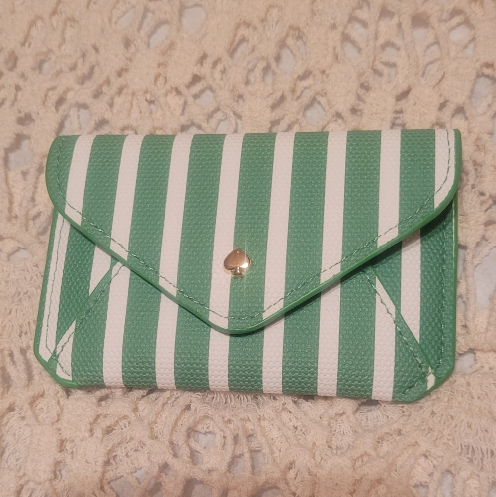 Sold Kate Spade Target Green and White Striped Card Wallet NWT